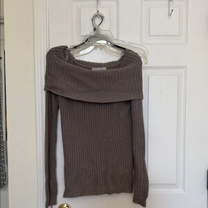 FAVLUX Taupe Off-Shoulder Sweater